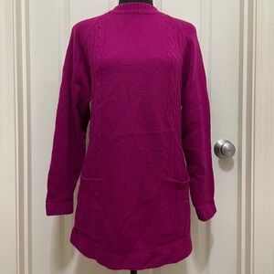Vintage Diani Cable Knit Lambswool Rabbit Hair Sweater Dress Tunic Fuchsia Small